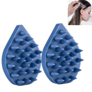 2X Kopfhaut Massagebürste, Massagebürste für die Kopfhaut, Silikon Scalp Massager für Peeling und Verbessert die Durchblutung der Kopfhaut, Blau