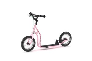 Yedoo Mau Kinder Roller Scooter Tretroller - für Kinder ab 4 Jahre, mit Luftreifen 12/12, Reflexelementen und verstellbarem Lenker Rosa