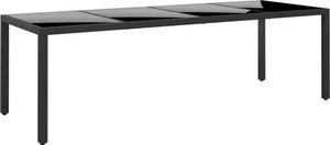 Cloris® Einzigartig - Gartentisch 250x100x75 cm Hartglas und Poly Rattan Schwarz Gewicht:47,4 - 250 x 100 x 75 cm