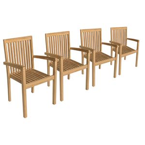 Set aus 4 stapelbaren Gartenstühlen JAVA aus Teakholz
