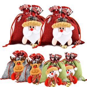 6-teilig Weihnachts Drawstring Taschen, Weihnachtsmann Rot Nikolaussack Geschenktüten Geschenkesack Gabensack Weihnachtssack