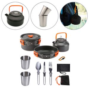 1-3 osoby Camping Cookware Cookware Outdoor Pots Frying Pan Kettle Kit