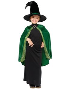 Harry Potter Kostüm "Professor McGonagall" für Mädchen - Grün | Zauberin Kinderkostüm Größe: 4-6 Jahre