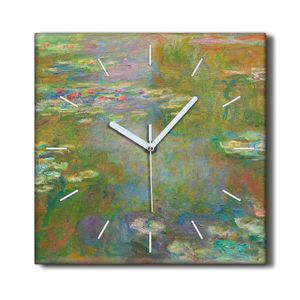 Coloray Hodiny Unikátní 30x30 cm  Tiché hodiny Pro obývací pokoj a kuchyň Nástěnné hodiny Plátno Černé ručičky hodin - Monetové vodní lilie