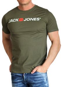 JACK & JONES T-Shirt Corp Tee Logo Print Herren Shirt Slim-Fit O-Neck, Corp-126-Olive-XL