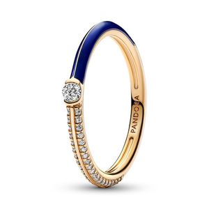 Pandora 162528C01 Damenring Pavé & Blau Goldfarben, 56/17,8