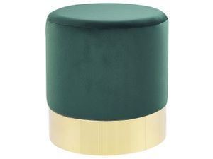 BELIANI Pouf Grün Samtstoff rund 39 cm Sockel Fuß Gold Metall Barock Deko Ottomane Sitzpouf für Schminktisch, Wohn-, Schlaf- und Ankleidezimmer