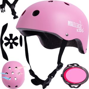 MalTrack Kinder Fahrradhelm | 51-54 cm (S) Verstellbar | Radhelm für Mädchen | Helm für Fahrad, Motorroller und Skateboards | Rosa
