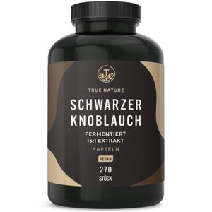 Schwarzer Knoblauch Kapseln - 270 Stück (750mg) - Extrakt 15:1 - 14,89% Polyphenole - enthält S-Allylcystein (SAC) - Fermentiert - TRUE NATURE®