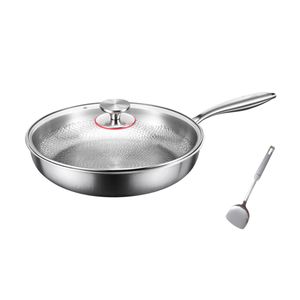 Titan Bratpfanne mit Deckel und Spatel,Antihaft Gehämmerter Wok Titanpfanne, Titanpfanne-Nutrition zum Kochen, für Küche und Camping, 28CM
