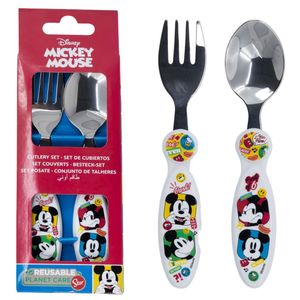 Kinder Besteck-Set Mickey Mouse | Micky Maus | 2-teilig Gabel, Löffel