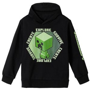 Minecraft Jungen Creeper Hoodie Kapazenpullover (Schwarz 2, 140)