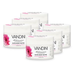 VANDINI Nutri Body Butter Damen - Body Creme als Körpercreme & Gesichtscreme für trockene Haut 6x 200 ml