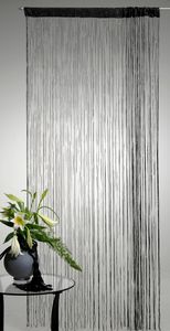 Türvorhang Fadenvorhang schwarz 90x250 cm Gardine mit Polyester veredelt