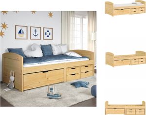 vidaXL Tagesbett mit 5 Schubladen IRUN 90x200 cm Massivholz Kiefer -  Betten & Bettgestelle