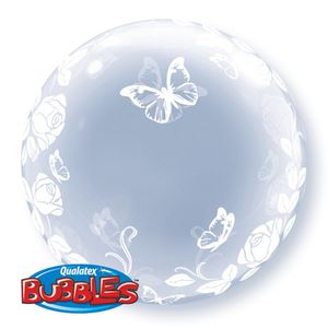 Qualatex 61cm Deco Bubble Ballon Elegant Rose und Schmetterling SG4465 (Einheitsgröße) (Klar)