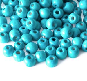 200 Holzperlen 10 x 9mm, hellblau Schmuckperlen Bastelperlen Perlen