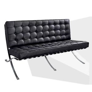 360Home Vintage Sessel Sofa aus Kunstleder Matt-schwarz 1.5m