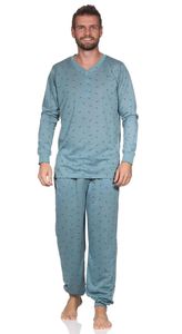 Herren Pyjama Set Shirt & Hose Schlaf-Anzug Nachthemd,  Petrol/XL/52