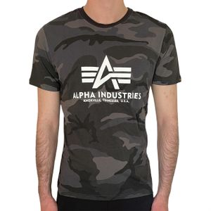 Alpha Industries Herren T-Shirt Basic Logo Camo black camo XS