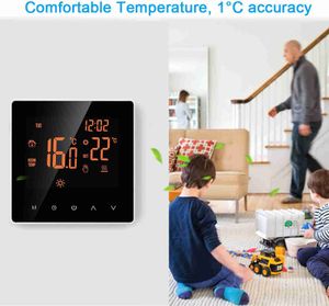 Elektrický termostat vykurovania 16A Týždenný programovateľný LCD digitálny termostat s dotykovou obrazovkou pre domácnosť, školu, kanceláriu, hotel