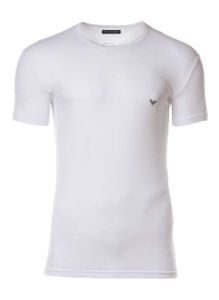 EMPORIO ARMANI Herren T-Shirt - Rundhals, Shirt, Halbarm, mit Logo Weiß S