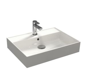 Aqua Bagno Waschbecken 60 im modernen Loft Air Design Eckig Wand-Waschbecken Möbelwaschtisch Waschtisch aus Keramik Weiß 605 x 465 x 130 mm