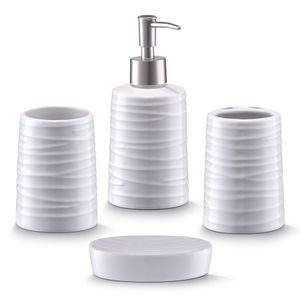 Zeller Bad-Accessoires-Set, 4-tlg., weiß, Keramik