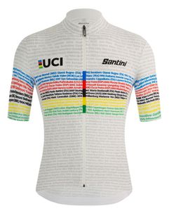 Santini Kurzarm Fahrradtrikot - UCI WORLD CHAMP 100 - Weiß/Regenbogen S