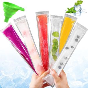 100 vrecúšok na nanuky, jednorazové vrecúška na nanuky bez obsahu BPA s lievikom, formy na kocky ľadu, ideálne na jogurty, ľadové cukríky a párty pochúťky