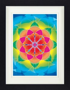 Mandalas Gerahmtes Bild Mit Edlem Passepartout | Wand-Bilder | Im Bilderrahmen - Blume Des Lebens, Regenbogen (40 x 30 cm)