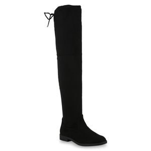 Mytrendshoe Damen Overknees High Stiefel Boots Look 811876, Farbe: Schwarz, Größe: 36