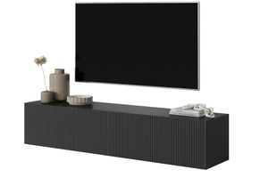 Selsey Veldio - TV-Hängeboard, schwarz mit geriffelten Fronten, 140 cm