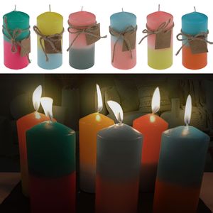 Stumpenkerze Colorful 6er Set Kerze farbig bunt Ø6x12cm Paraffin Dekokerze Farbverlauf Blockkerze