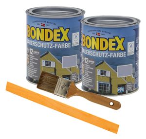 Bondex Dauerschutzfarbe finnisch blau 1,5L + Pinsel + Rührstab