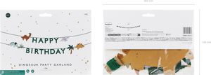 Happy Birthday Girlande 11x450cm Banner mit Dinosaurier Motiv Grün