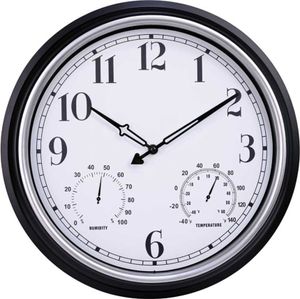 SensaHome nástěnné hodiny - vodotěsné - venkovní hodiny - průměr 40 cm - tichý chod - vlhkoměr/teploměr - stříbrné SensaHome nástěnné hodiny - vodotěsné - venkovní hodiny - průměr 40 cm - tichý chod - vlhkoměr/teploměr - stříbrné