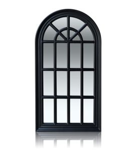 Antic by Casa Chic - Französischer Fensterspiegel - 46x86 cm - Fester Rahmen - Matt Schwarz