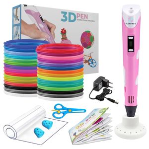Fleau Kids 3D-Stift-Starterpaket Pink L – 36m Filament – 12 Farben Nachfüllungen + Beispiele + 12-V-Ladegerät – Basteln und Zeichnen – Kinder