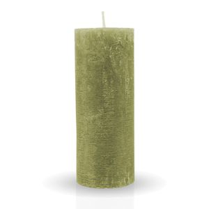 Rustikale Stumpenkerze "Olive" Ø7cm x 18cm - vers. Farben / Größen - lang Brenndauer Antik Kerze, Duftfreie Altarkerze - Dekokerze