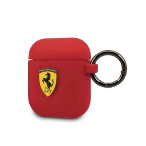Ferrari FESACCSILSHRE AirPods 1/2 Cover rot/rote Silikon-Schutzhülle