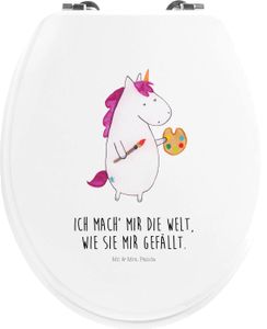 Mr. & Mrs. Panda Motiv WC Sitz Einhorn Künstler - Weiß - Geschenk, Toilettendeckel, Artist, Einhörner, Toilette, Klobrille, Unicorn, Maler, Welt, Klodeckel, Stift