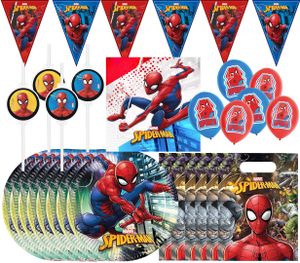Spiderman - Kindergeburtstags-Set (45-teilig) Teller Ballons Dekoration Servietten Geburtstag