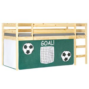 Vorhang Gardine Bettvorhang Fußball zu Hochbett Rutschbett Spielbett grün weiß