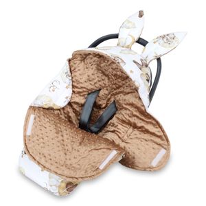 Einschlagdecke Babyschale Winter 80x87 cm - Fußsack Baby Decke für Auto Wintersack Baumwolle Minky Schlummer Bär Braun