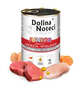 DOLINA NOTECI Premium Mokra karma dla psa junior bogata w serca wołowe puszka 400g