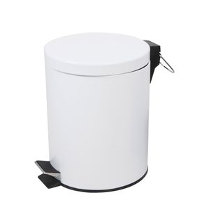 Edelstahl Tretmülleimer 5 Liter - weiß - Metall Kosmetikeimer in zeitlosem Design - Mülleimer Treteimer Abfalleimer klein mit entnehmbarem Inneneimer für Bad Küche