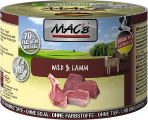 MAC's Dog Hundefutter Wild & Lamm Nassfutter Dosen 6x200g getreidefrei