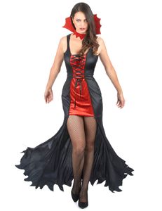Vampirinnen Damenkostüm Halloween schwarz-rot