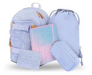 BAAGL Skate Lilac Rucksack-Set 5tlg: Rucksack, Federmäppchen, Turnbeutel, Geldbörse, Heftmappe